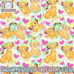 The Lion King Simba Pumba Timon Seamless Pattern, Digital Paper Background Download JPG