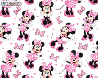 Minnie Mouse Seamless Pattern, Digital Paper Background Download Mickey Mouse and Friends JPG