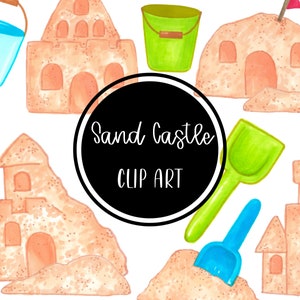 Sand Castle Clip art Watercolor Handpainted Digital Clipart Summer Beach Cards Download Free Commercial Use PNG