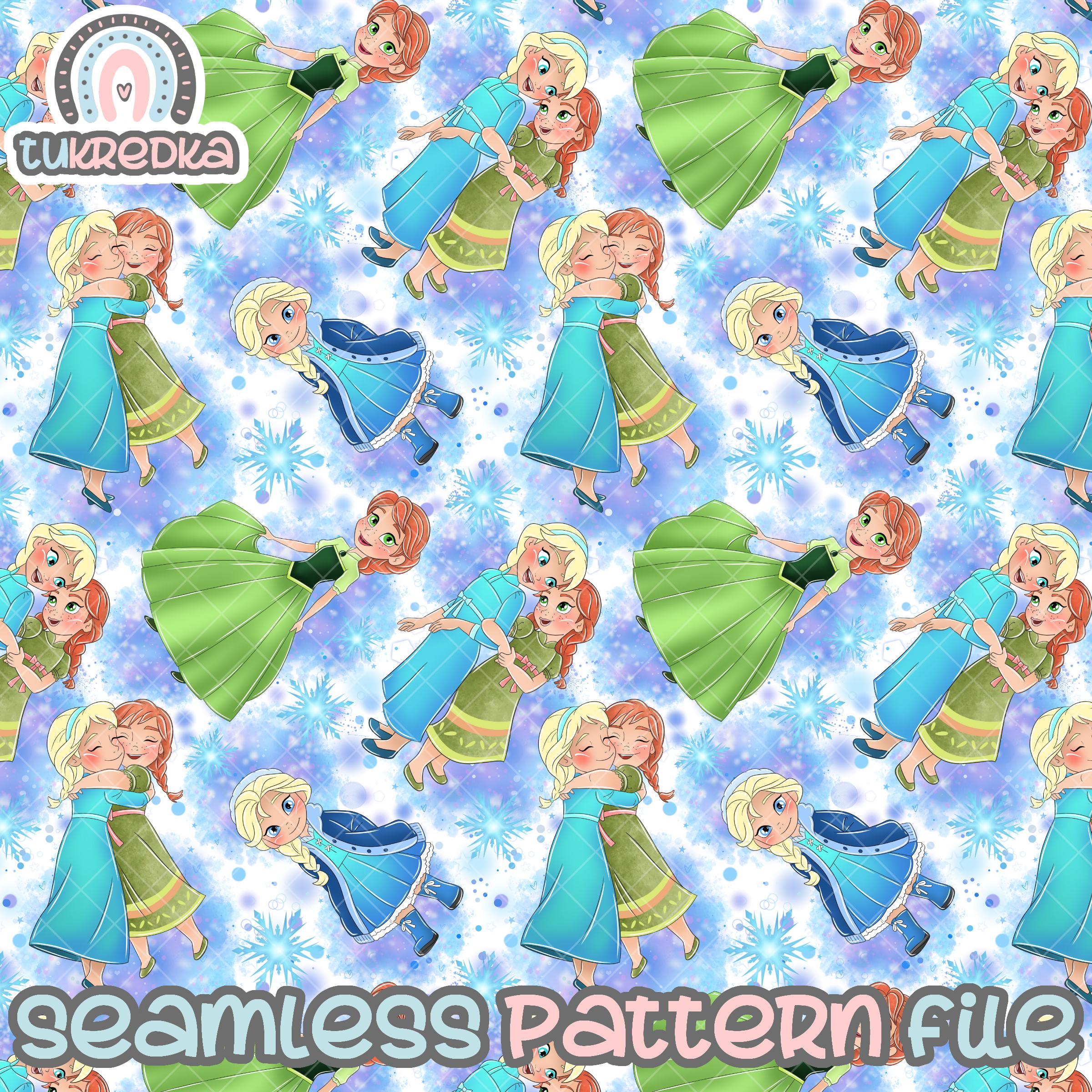 Baby Toddler Elsa and Anna Olaf Frozen Seamless Pattern, Digital Paper ...