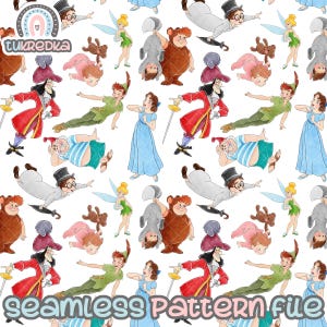 Peter Pan Seamless Pattern, Digital Paper Background Download JPG