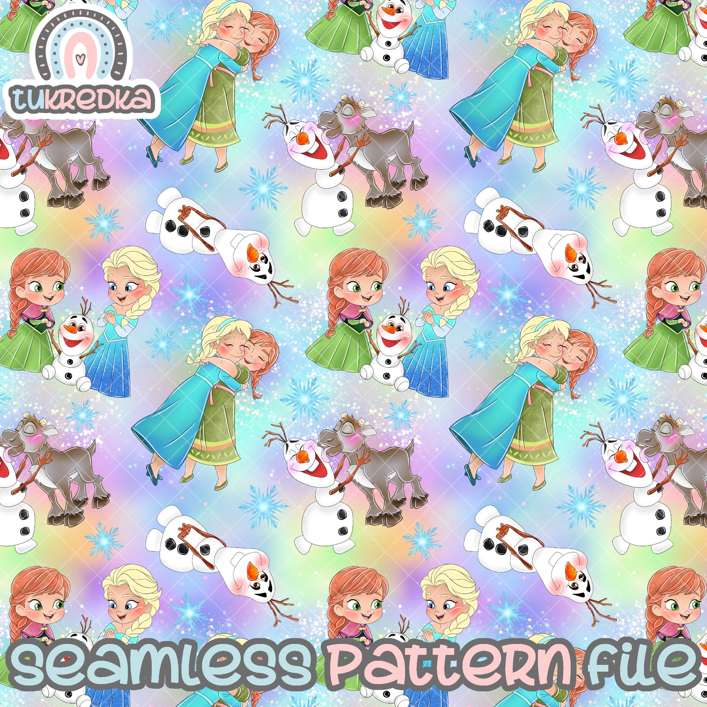 Baby Toddler Elsa and Anna Olaf Frozen Seamless Pattern, Digital Paper ...