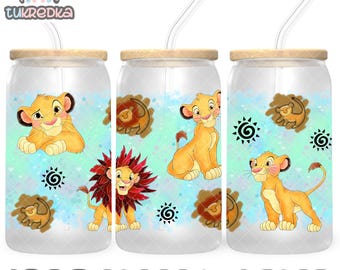 Lion King Simba Cup PNG File DIGITAL DOWNLOAD 16oz Glass Tumbler Design, 16oz Libby Cup Wrap