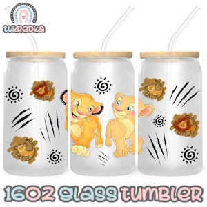 Lion King Simba Cup PNG-bestand DIGITALE DOWNLOAD 16oz glazen bekerontwerp, 16oz Libby Cup Wrap