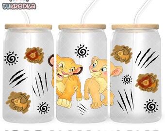 Lion King Simba Cup PNG File DIGITAL DOWNLOAD 16oz Glass Tumbler Design, 16oz Libby Cup Wrap