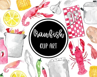 Crawfish Boil Watercolor Handpainted Digital Clip art Clipart Vegetables Seafood Summer Cards Download Free Commercial Use PNG
