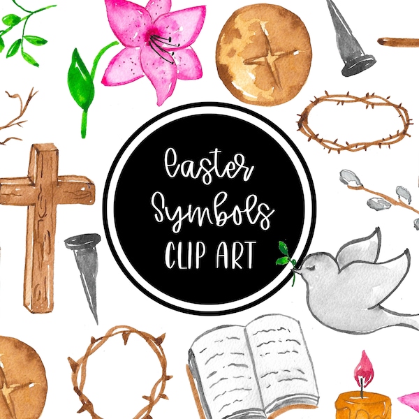 Easter Symbols Clip art Watercolor Digital Christ Clipart Hollyday Christian Religious Cross Clip art Download Free Commercial Use PNG