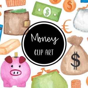 Soldi Clip art Acquerello dipinto a mano Digital Clipart Euro Dollaro Portafoglio Scarica PNG gratuito per uso commerciale