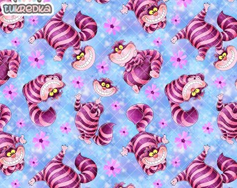 Alice In Wonderland The Cheshire Cat Seamless Pattern, Digital Paper Background Download JPG
