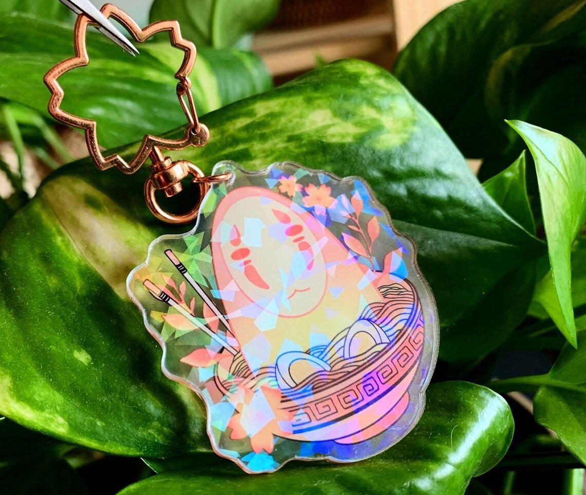 No Face Keychain / Holographic Keychain / Stationary / Acrylic Etsy