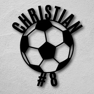 Christmas Gift, Soccer Name Sign, Custom Soccer Sign, Metal Soccer Sign, Personalized Decor, Personalized Soccer Sign, Soccer Wall Decor