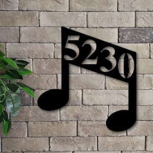 Musical Note Address Sign, Music Note Address Sign, Musical Note Metal Sign, Music Metal Sign, Custom Address Sign, Metal House Numbers