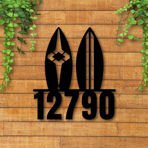 Surfboard Sign, Surfing Address Sign, Surfboard Address Sign, Metal Surf Sign, Metal Address Sign, Address Sign, Metal House Numbers