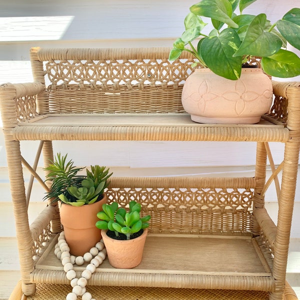 Vintage Wicker Boho Hanging Wall Shelf