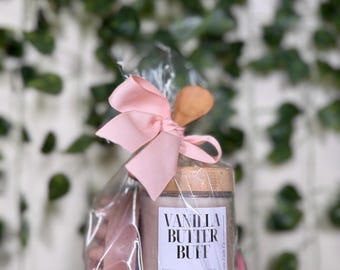 Exfoliante corporal artesanal de manteca de vainilla - 113 g con azúcar moreno y cacao - Regalo hidratante para el cuidado de la piel