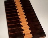 Large Walnut Maple End Grain Cutting Board, Stripe Cutting Board, Handmade End Grain Board