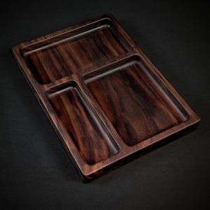 Walnut Valet Catchall Tray - Handcrafted Wood Organizer