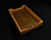 Handcrafted Cherry & Walnut Serving Tray with Bronze Handles