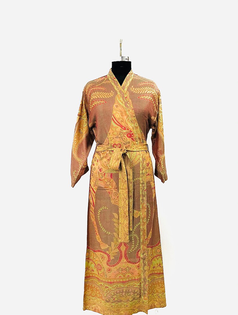 lounge-wear Womens Cashmere Silk Horses Edition Dressing Gown Valentines gift Bridesmaid Robes Luxury Reversible Bath Robe Cruise