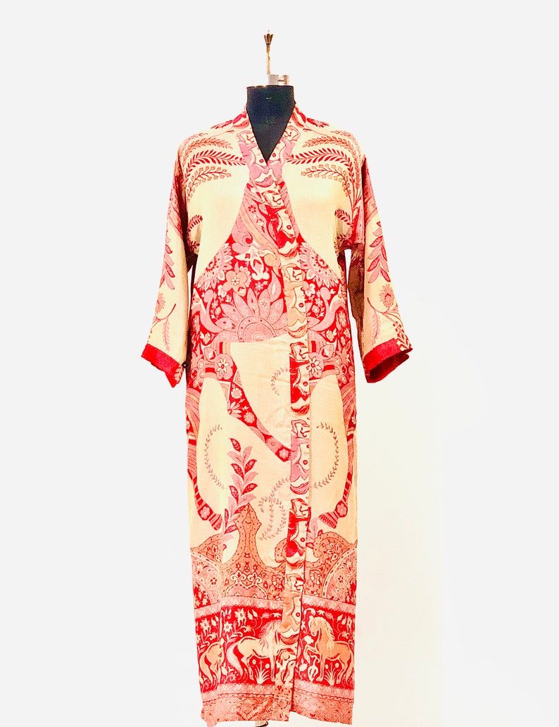 lounge-wear Womens Cashmere Silk Horses Edition Dressing Gown Valentines gift Bridesmaid Robes Luxury Reversible Bath Robe Cruise