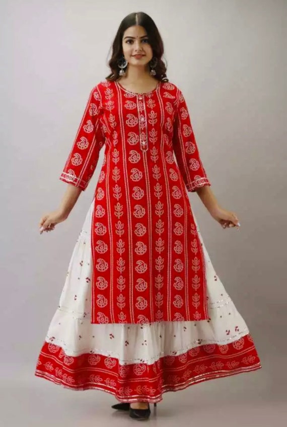 Buy Silk Kurti With Skirt & Dupatta Teal Printed Mirror Work Kurta Set  Indian Dress Wedding Dress / Party Pakistani Suit Ethnic Dress Online in  India - Etsy
