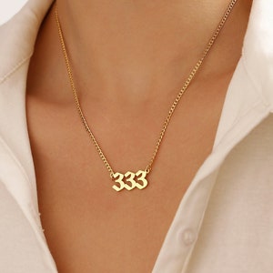 Angel Number Necklace 925 Silver, Custom Number Year Necklace, 111 222 333 444 555 666 777 888 999, Lucky number Year Date Necklace