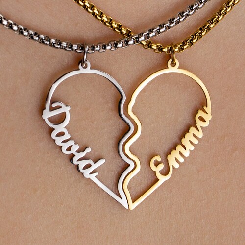 Heart Couples Name Necklace 