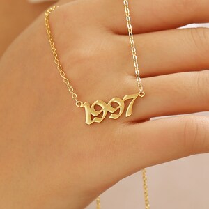 Custom Birth Year Necklace, Gold Lucky Number Angel Number Pendant for Women, Personalized Guardian Protection Secret Number Necklace