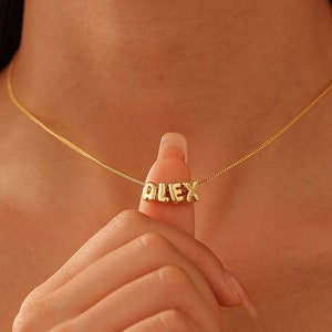 Collar con nombre en forma de burbuja en 3D, colgante con inicial en forma de burbuja, regalo de joyería personalizado, collar con placa de identificación personalizada, collar redondo con iniciales en forma de burbuja