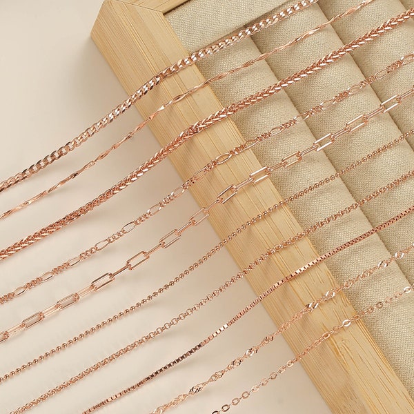Collar de plata de ley 925 en oro / plata / acabado en oro rosa / Cadenas en capas de longitud personalizada para mujeres / Minimalista personalizado delicado