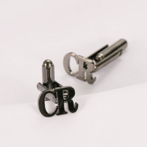 Gemelos iniciales personalizados, gemelos con letras monograma, regalo para él, regalo para padre y abuelo, accesorios para hombres, gemelos para padrino de boda