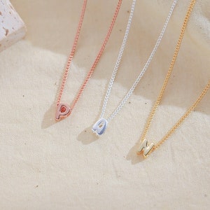 Collar con nombre de burbuja en 3D, Colgante con inicial de hojaldre, Regalo de joyería personalizado, Collar con placa de identificación personalizada, Collar con inicial de letra redonda inflada