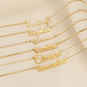 Collar de nombre de plata esterlina, regalo de joyería personalizado, collar de placa de identificación personalizado, regalo personalizado para mamá niños bebé con nombre