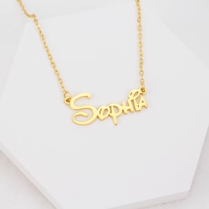 Personalized Name Necklace, Disney Font Writing Calligraphy Nameplate Pendant Necklace Gift, Custom Necklace Gift Children Kids Necklace