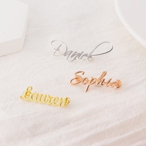 Custom Name Brooch in Gold / Silver / Rose Gold Personalized Brooch Breastpin Clip Clasp Customized Initial Numbers Gift Enamel Pin