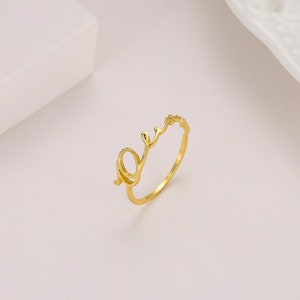 Dainty Custom Name Ring, Customizized Minimalist Name Jewelry Gift for Women, Thin Script Font Writing Initial Letter Name Ring for Women