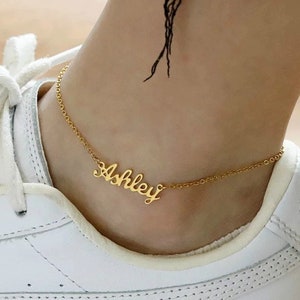 Nombre personalizado Tobillera en oro / plata / oro rosa Color Letra dorada personalizada Nombre inicial Pulsera de tobillo Regalo personalizado para mujeres