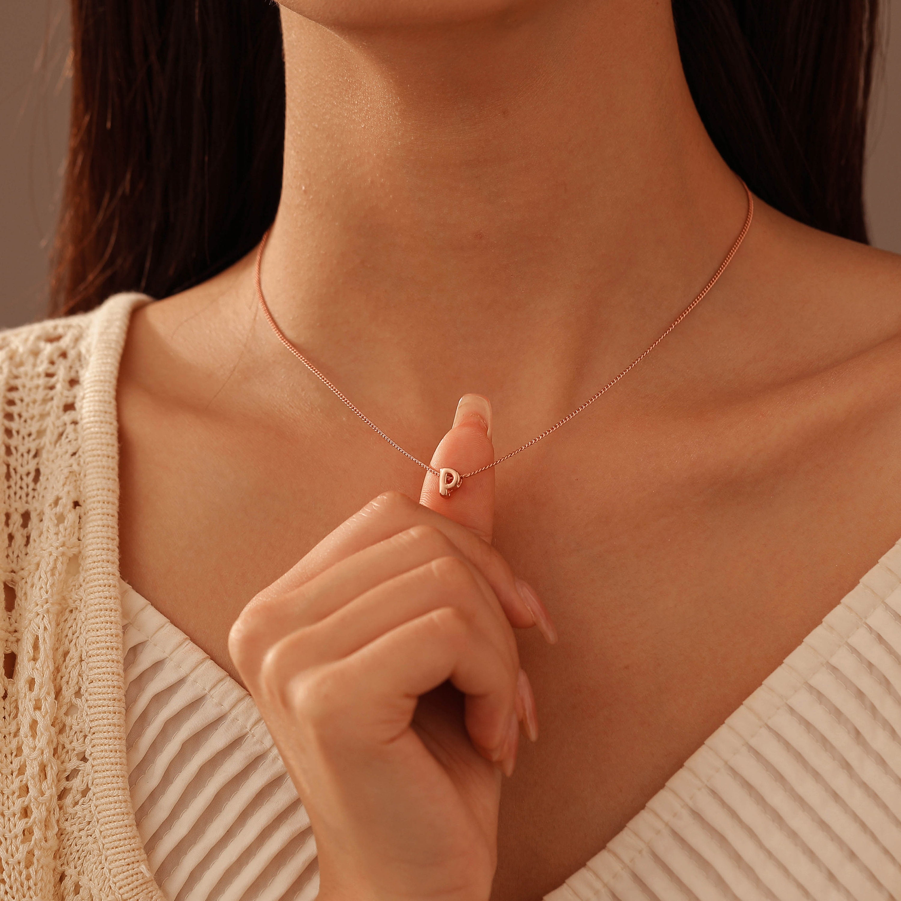 Collana con ciondolo con lettere grosse e bolle di palloncini vintage per  donna, colore oro, 26 iniziali di lettere inglesi, collane, gioielli, regalo, image size:3000x3000