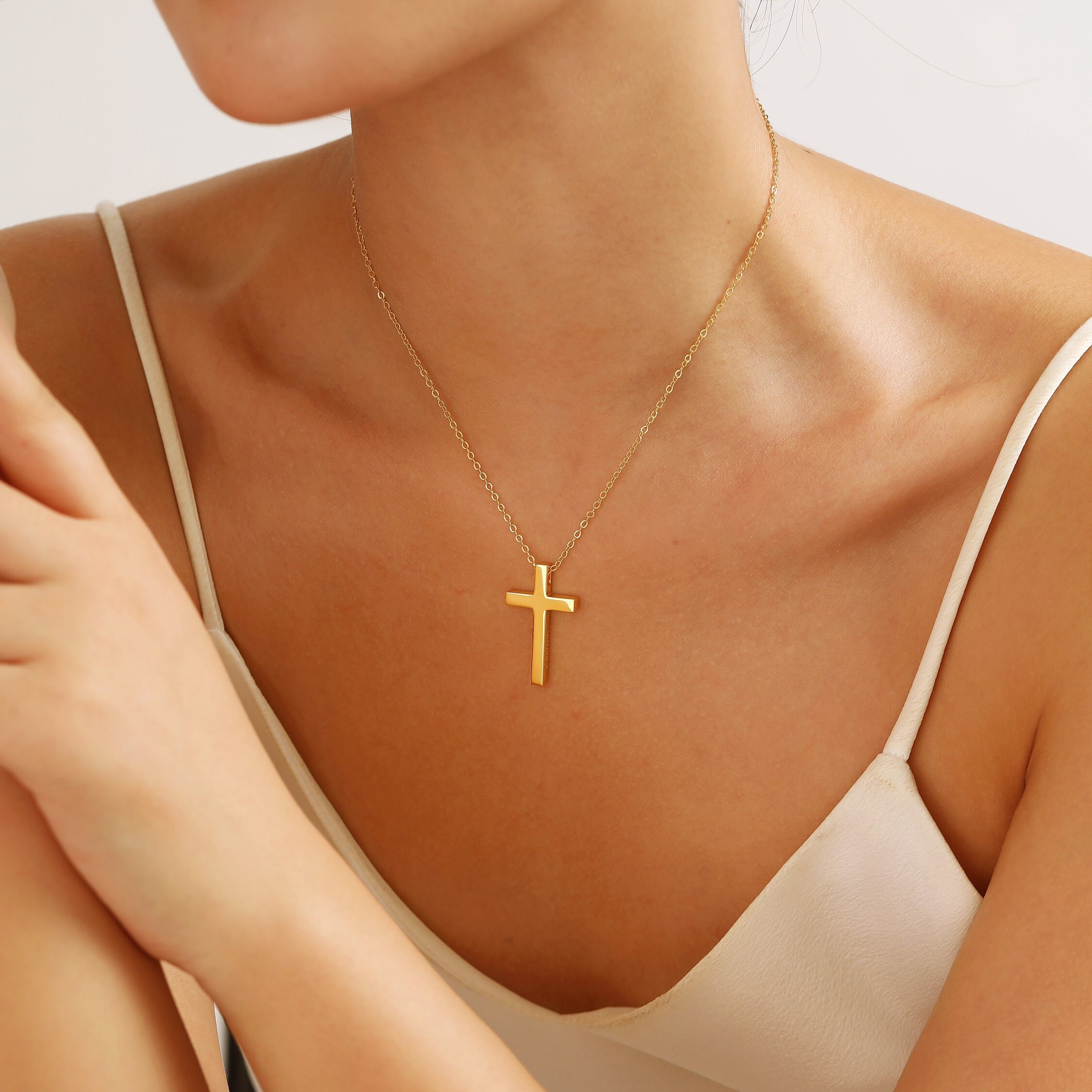 Personalized Cross Necklace in Gold / Silver / Rose Gold, Custom Bible Verse and Name Engraving, Religious Jewelry Gift for her