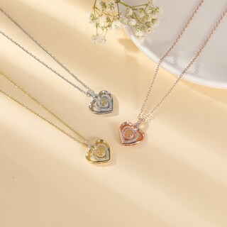 Collana Proiezione Personalizzata Jewelora Con Foto – Pendente Cuore Per Lui O Lei, Regalo Di Natale, San Valentino Per Coppie – Argento E Oro, Incisione Nano