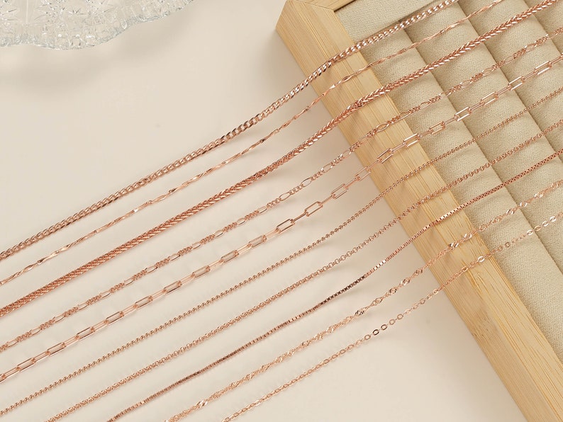 925 Sterling Silver Necklace in Gold / Silver / Rose Gold Finish Custom Length Layered Chains for Women Dainty Personalized Minimalist image 1