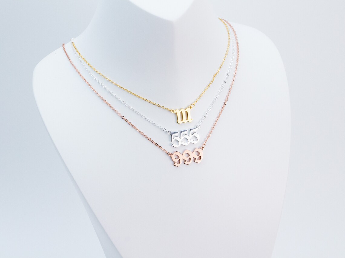 Angel Number Necklace 925 Silver Custom Number Year Necklace Etsy