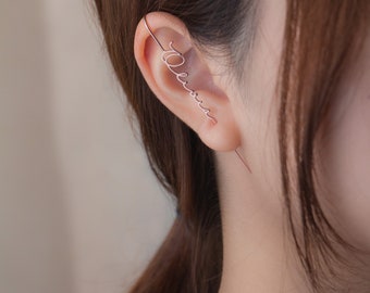 Custom Name Ear Wrap Crawler Hook Earrings 925 Sterling Silver