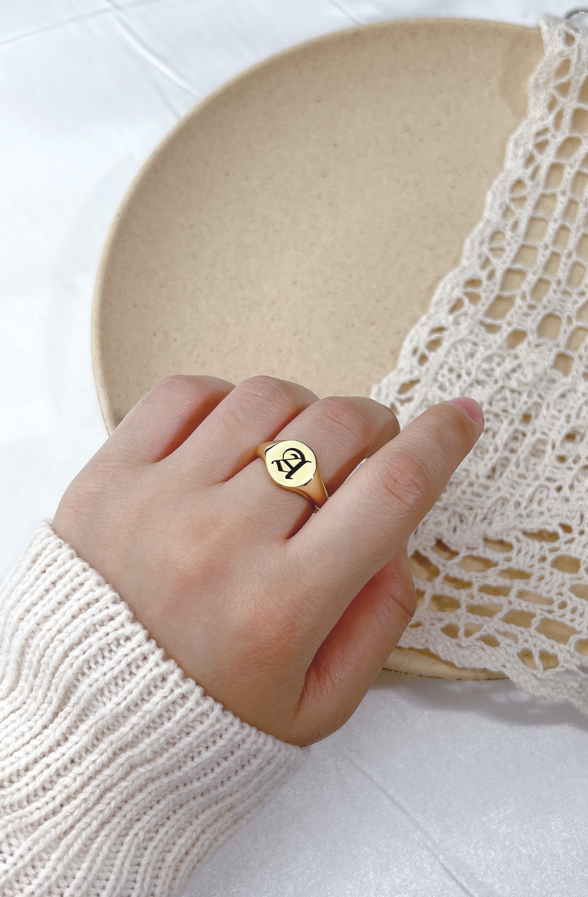 Old English Letter Ring Initial Ring Ring Gothic Etsy