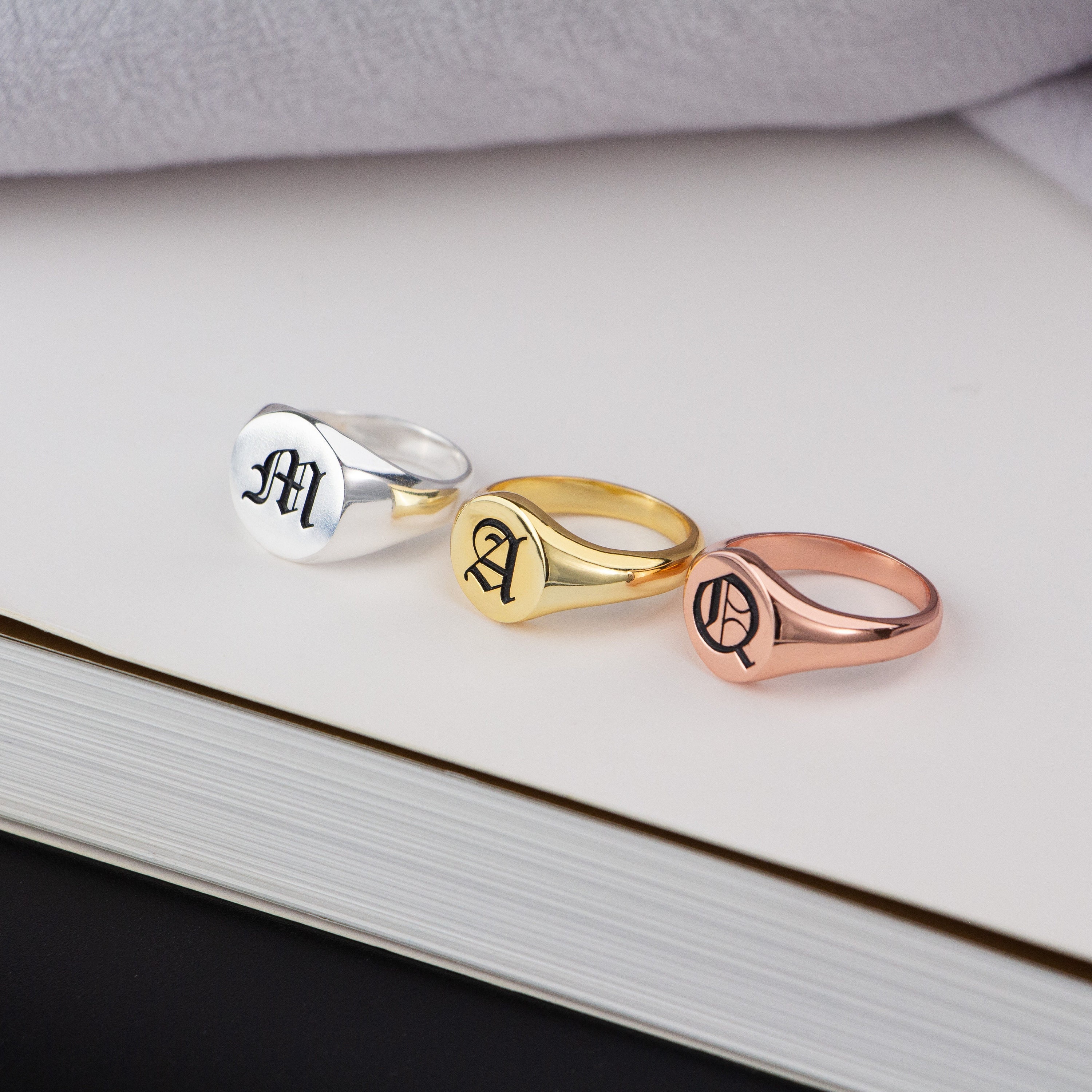 Old English Letter Ring Initial Ring Ring Gothic Etsy