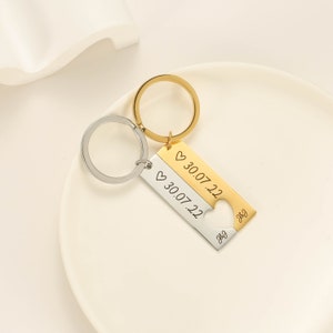 Chaveiro personalizado de casais em ouro/prata/ouro rosa com coração oco, chaveiro com nome personalizado, data inicial, presente de carta
