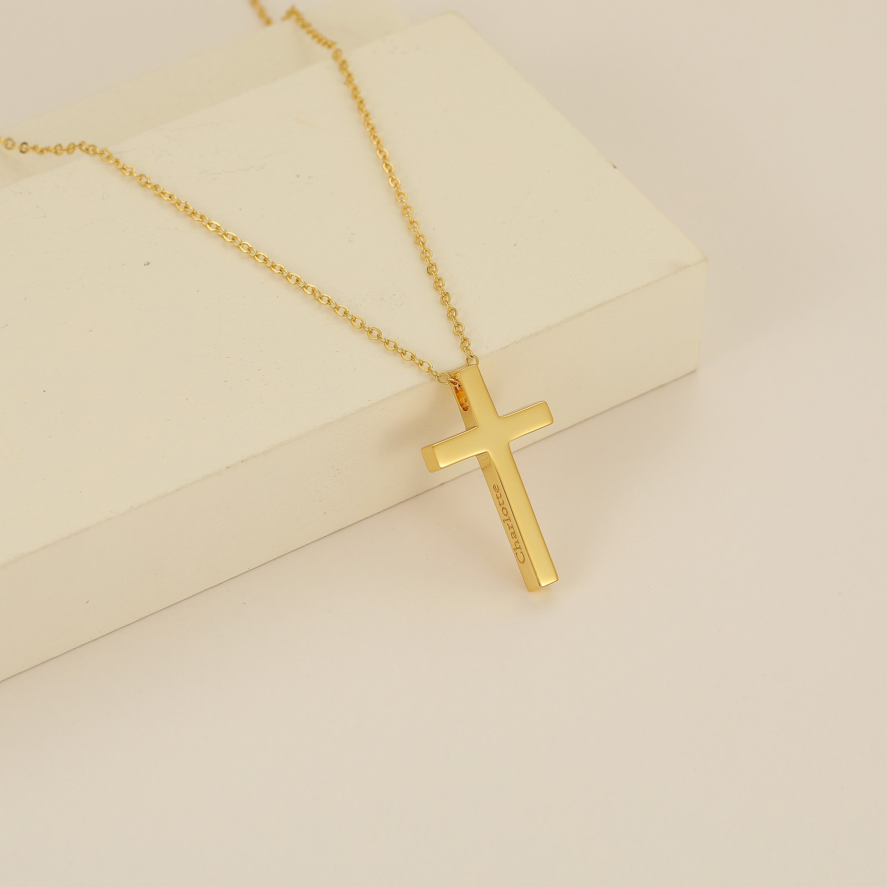Personalized Cross Necklace in Gold / Silver / Rose Gold, Custom Bible Verse and Name Engraving, Religious Jewelry Gift for her