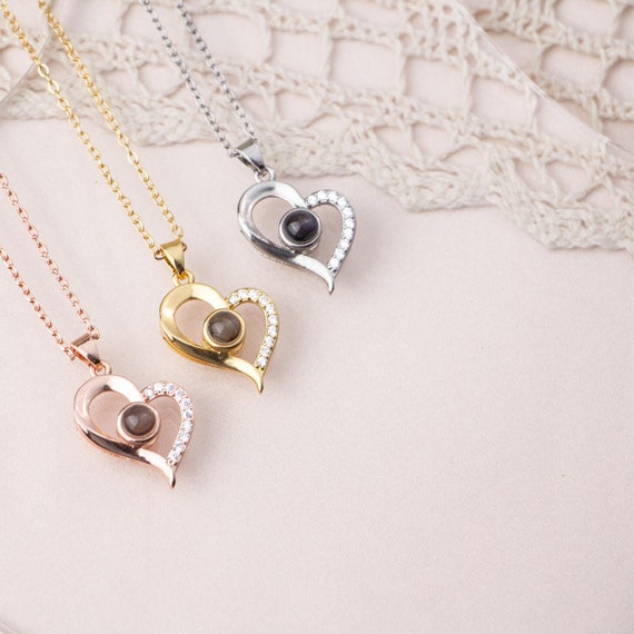 Sterling silver photo projection necklace deals