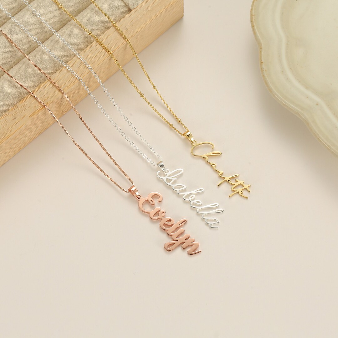 Vertical Custom Name Necklace In Cursive Font Sterling Silver vertical-custom-name-necklace-in-cursive-font-sterling-silver