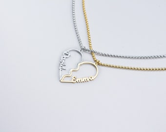 Heart Couples Name Necklace 